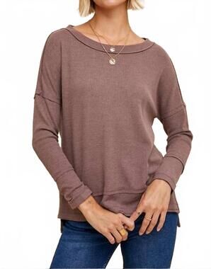 NEW IN-LOOM waffle knit thermal top in mocha